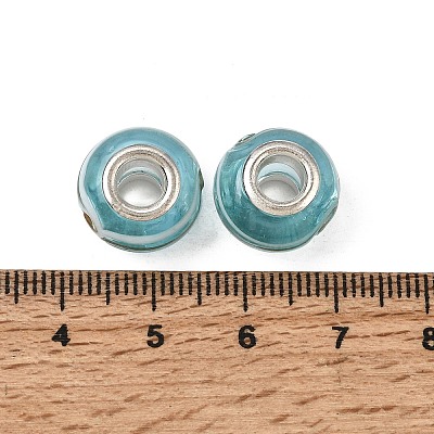 Rondelle Handmade Gold Sand Lampwork European Large Hole Beads X-LPDL-R007-07B-1