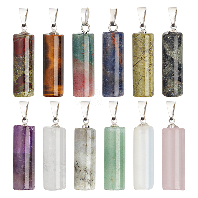 12Pcs 12 Styles Natural & Synthetic Mixed Gemstone Pendants G-CA0001-62-1