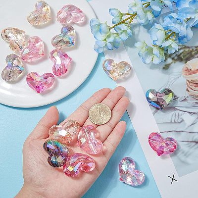 16Pcs 4 Colors Transparent Acrylic Beads MACR-FH0001-14-1