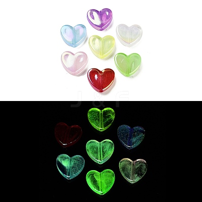 Luminous UV Plating Rainbow Iridescent Acrylic Beads OACR-O008-07-1
