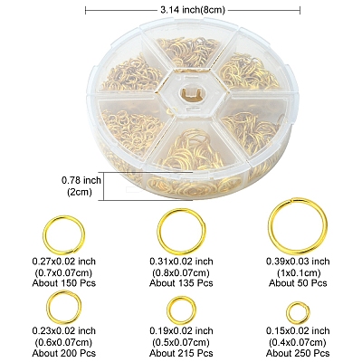 1 Box Iron Open Jump Rings Set IFIN-YW0001-44G-1
