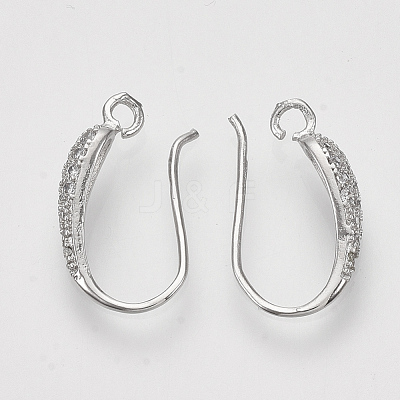 Brass Micro Pave Cubic Zirconia Earring Hooks ZIRC-Q022-035P-NF-1