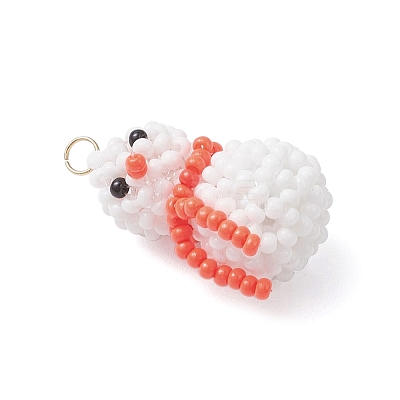 Glass Seed Beaded Snowman Pendants PALLOY-MZ01007-05-1
