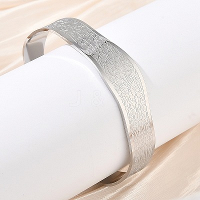 Abstract Pattern 304 Stainless Steel Cuff Bangles for Women BJEW-D466-04P-1