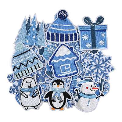 32Pcs Christmas Polyester Cloth Patches PATC-C001-02-1