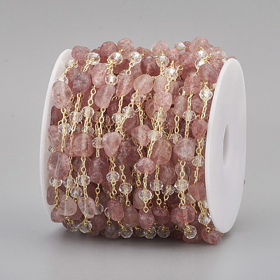 Handmade Natural Strawberry Quartz Beaded Chains CHC-I031-11D-1