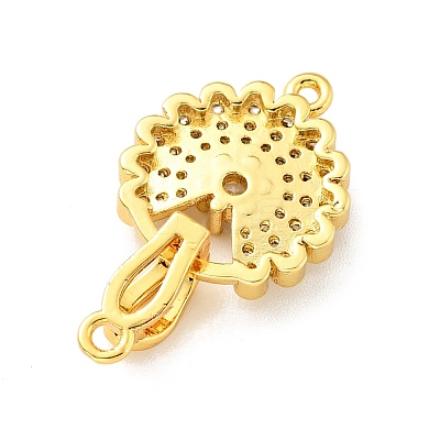 Rack Plating Brass Micro Pave Clear Cubic Zirconia Fold Over Clasps KK-E034-37G-1