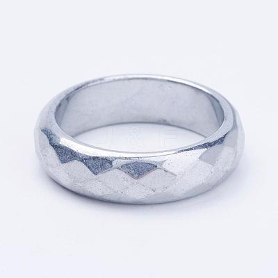 Electroplate Non-Magnetic Synthetic Hematite Rings RJEW-F068-16mm-1