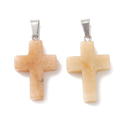 Natural Yellow Aventurine Pendants G-PW0006-02P-15-1