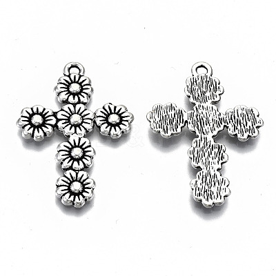 Tibetan Style Alloy Pendants X-TIBEP-N009-015AS-RS-1
