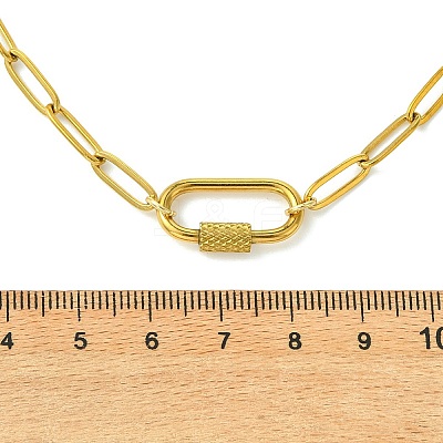4MM 304 Stainless Steel Paperclip Chain Necklaces with Screw Carabiner Lock Charms for Women NJEW-JN06229-1