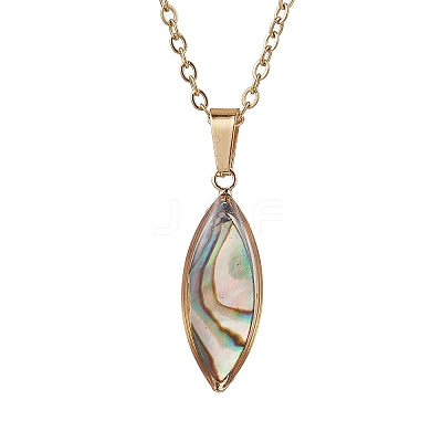Natural Paua Shell Pendant Necklaces NJEW-JN05141-01-1