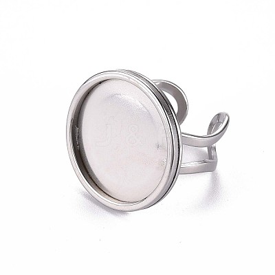 Tarnish Resistant 201 Stainless Steel Cuff Ring Findings STAS-S080-040F-P-1
