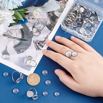 DIY Blank Dome Finger Ring Making Kit DIY-UN0004-13-1
