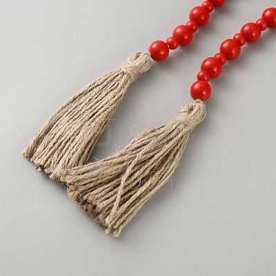 Round Natural Wood Beads Wall Hanging Decorations HJEW-WH20011-05B-1