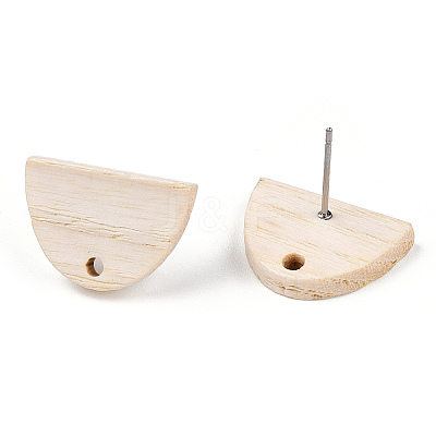 Ash Wood Stud Earring Findings EJEW-N017-011M-1