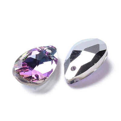 Faceted Teardrop Glass Pendants GLAA-O008-A22-1