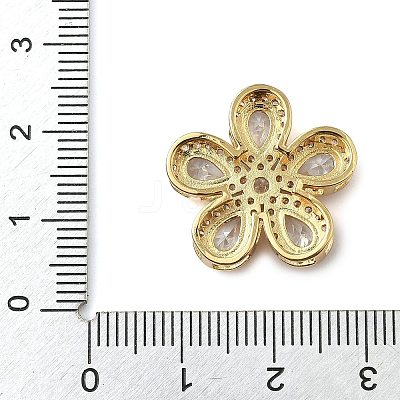 Brass Pave Cubic Zirconia 5-Petal Flower Multi-Strand Links KK-I276-30G-1