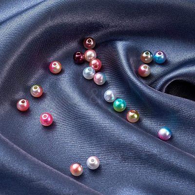 Rainbow ABS Plastic Imitation Pearl Beads OACR-YW0001-02B-1