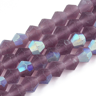 Imitate Austrian Crystal Bicone Frosted Glass Beads Strands GLAA-F029-TM4mm-A04-1
