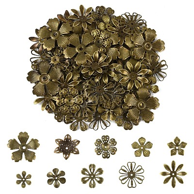 200Pcs 10 Styles Iron Bead Caps IFIN-YW0004-04-1