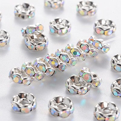 Brass Grade A Rhinestone Spacer Beads RSB028NF-02-1