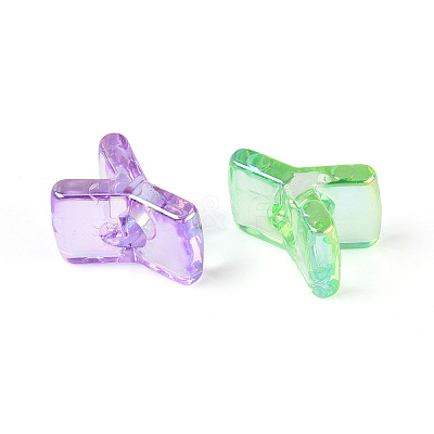 UV Plating Transparent Acrylic European Beads X-OACR-M027-02Y-1