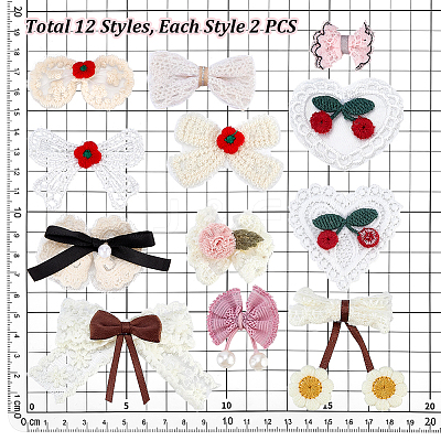 24Pcs 12 Styles Polyester Iron on Sew on Patches DIY-PH0038-32-1