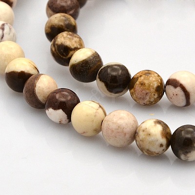 Round Natural Zebra Jasper Beads Strands G-N0120-41-6mm-1