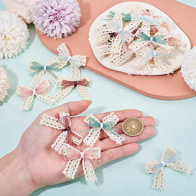 24Pcs 4 Styles Polyester Lace Bowknot Ornament Accessories DIY-TA0015-29-1