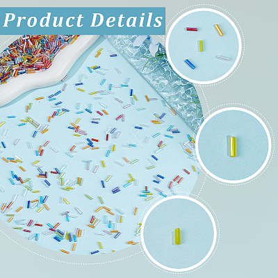 3000Pcs Transparent Colours Rainbow Glass Bugle Beads GLAA-PA0001-84-1