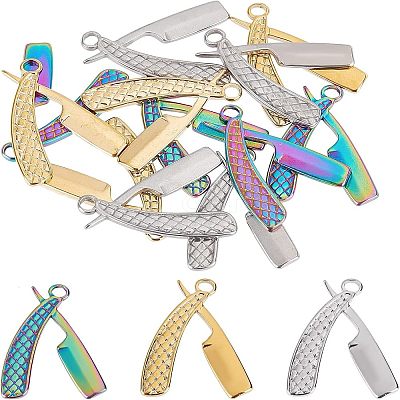 12pcs 3 Colors 304 Stainless Steel Pendants STAS-UN0023-61-1