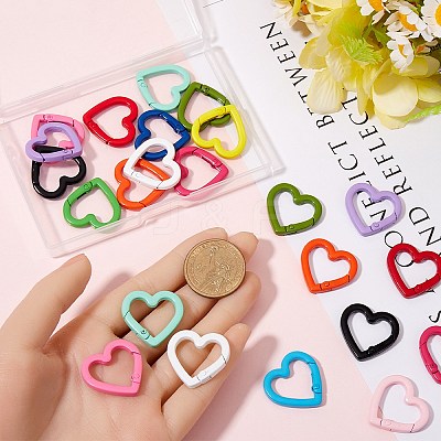 28Pcs 14 Colors Zinc Alloy Spring Gate Rings FIND-SP0002-61-1