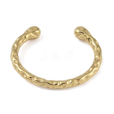 304 Stainless Steel Open Cuff Textured Bangles for Women LS-BJEW-G706-02G-1