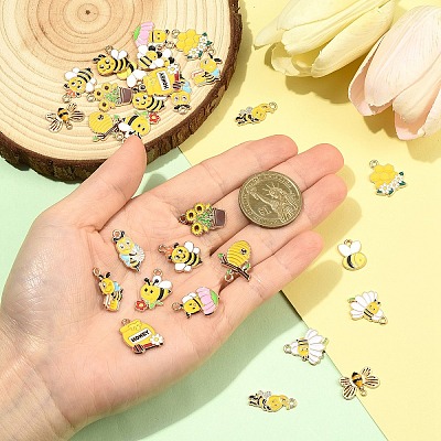 30Pcs 15 Styles Alloy Enamel Charms ENAM-YW0008-39-1