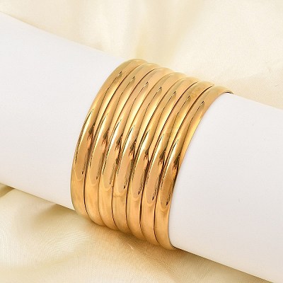 Fashion 201 Stainless Steel Bangle Sets BJEW-L664-024B-G-1-1
