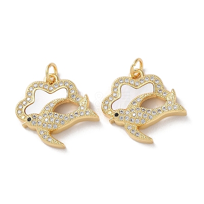 Brass Micro Pave Clear Cubic Zirconia Pendants KK-B083-33A-G-1
