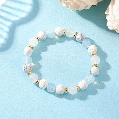 Natural & Synthetic Mixed Gemstone Round Beads Stretch Bracelets for Women BJEW-JB12631-03-1