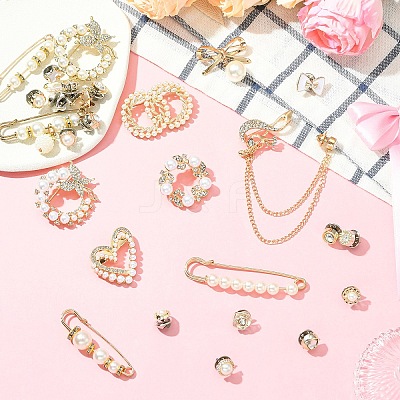 28Pcs 28 Styles Plastic Imitation Pearl Beads Brooch JEWB-YW0001-05-1