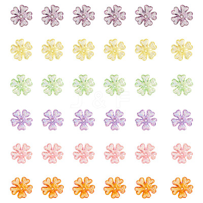 240Pcs 6 Colors Transparent UV Plating Acrylic Bead Caps OACR-TA0002-95-1