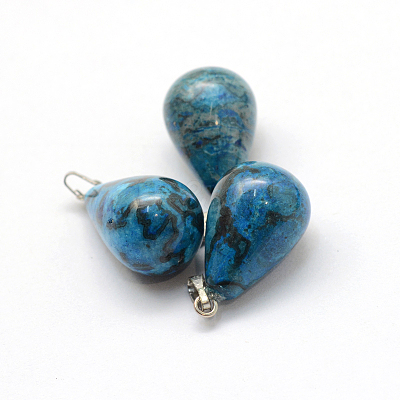 Teardrop Natural Agate Pendants G-Q435-08-1
