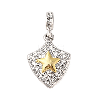 Rack Plating Brass Micro Pave Clear Cubic Zirconia Pendants KK-S380-37A-P-1
