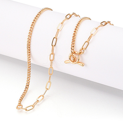 Brass Twist Chain & Paperclip Chain Necklaces NJEW-N054-11KCG-1