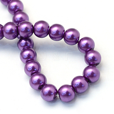 Baking Paint Pearlized Glass Pearl Round Bead Strands HY-Q003-4mm-37-1