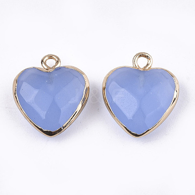Electroplate Natural White Jade Pendants G-T112-03B-1