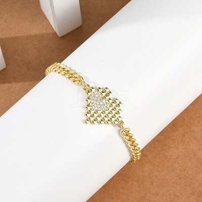 Brass Micro Pave Cubic Zirconia Link Bracelets BJEW-M050-06G-03-1