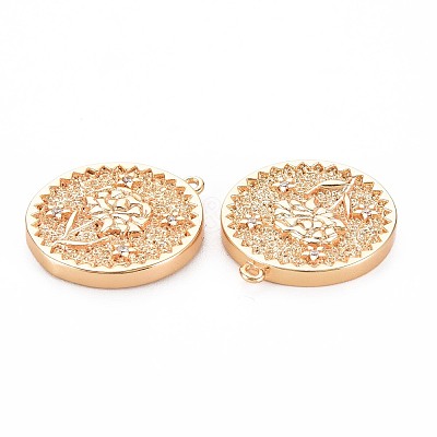 Brass Micro Pave Clear Cubic Zirconia Pendants LS-KK-S364-116-1