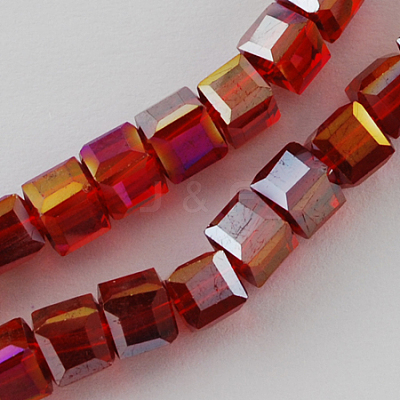 Electroplate Glass Beads Strands X-EGLA-R030-8x8mm-04-1