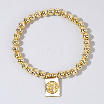 Personality Brass Round Bead Beaded Stretch Bracelets ST0339-3-1