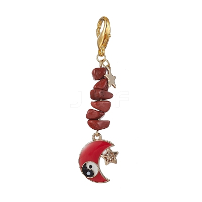 Moon & Star Alloy Enamel Pendants Decoraiton HJEW-JM01636-1